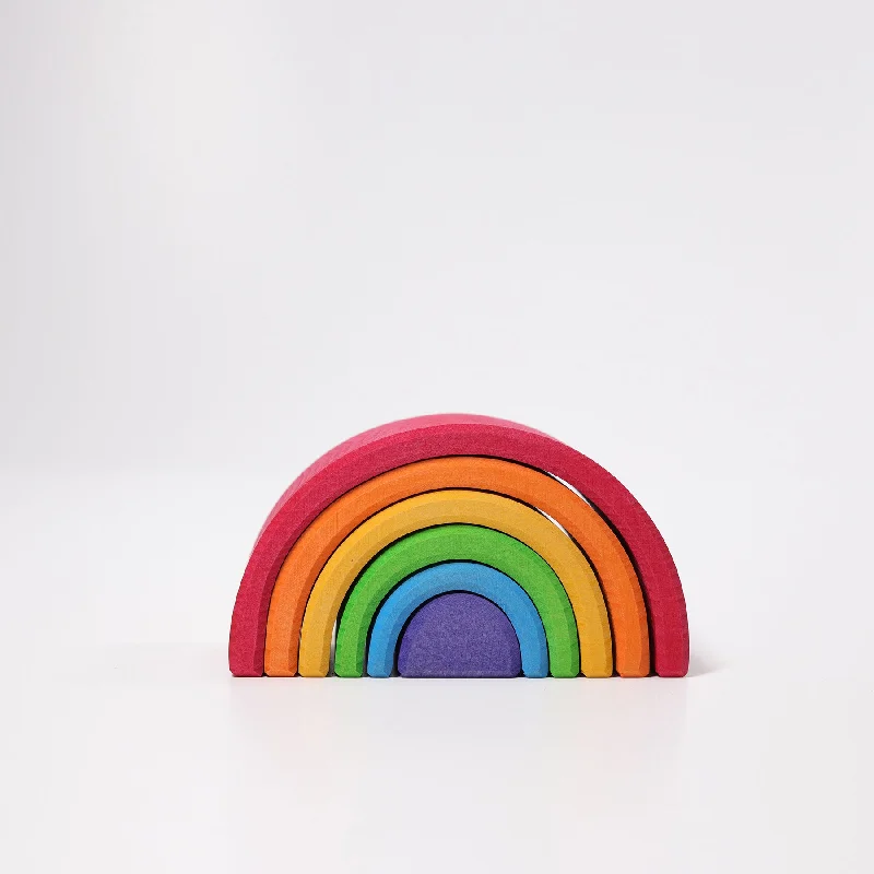 6-Piece Wooden Rainbow Stacking Tunnel  - Grimm's Medium Rainbow - Grimm's Wooden Toys