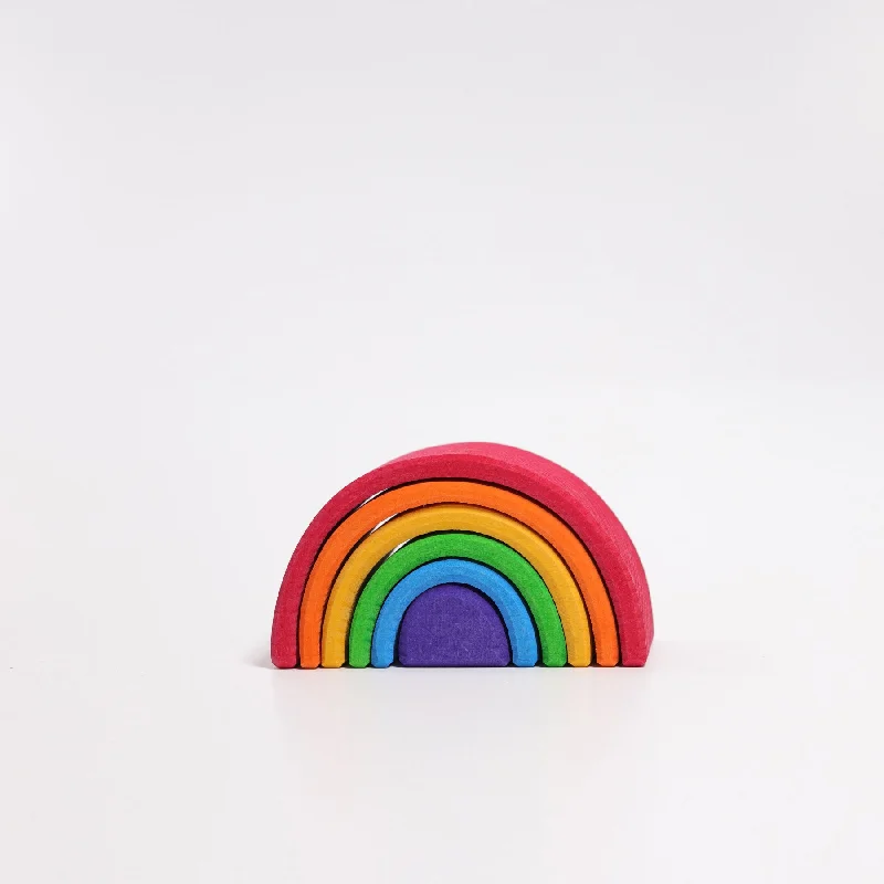 Mini 6-Piece Wooden Rainbow Stacking Tunnel  - Grimm's Mini Rainbow - Grimm's Wooden Toys