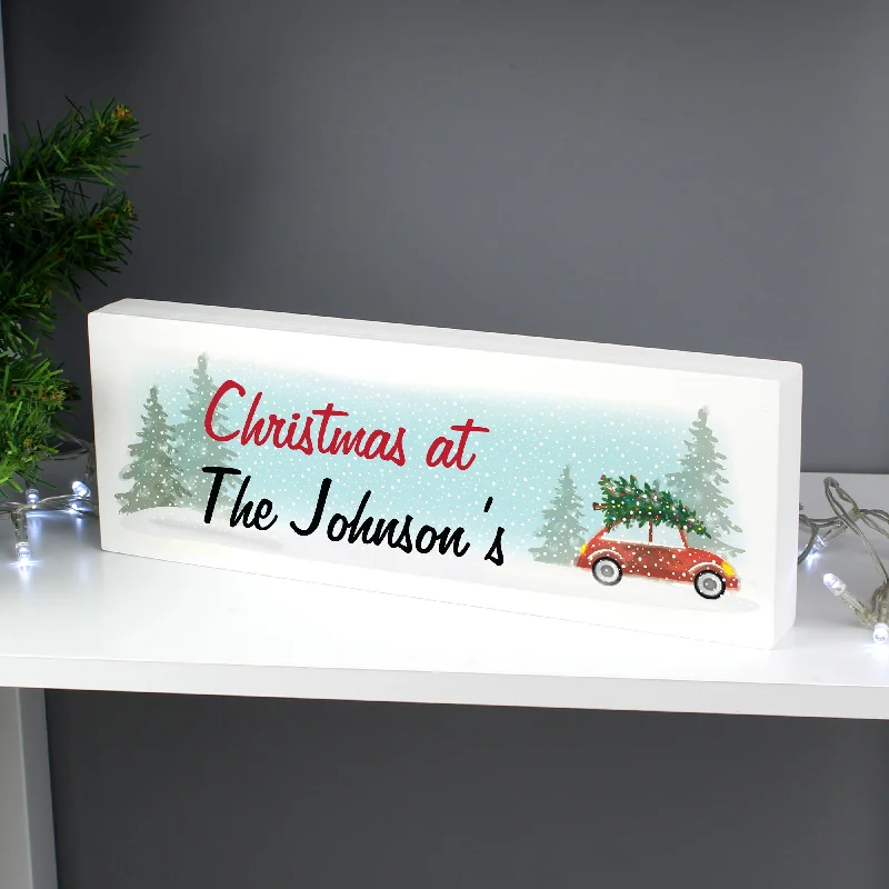 Personalised 'Driving Home For Christmas' Wooden Block Sign - Personalise It!