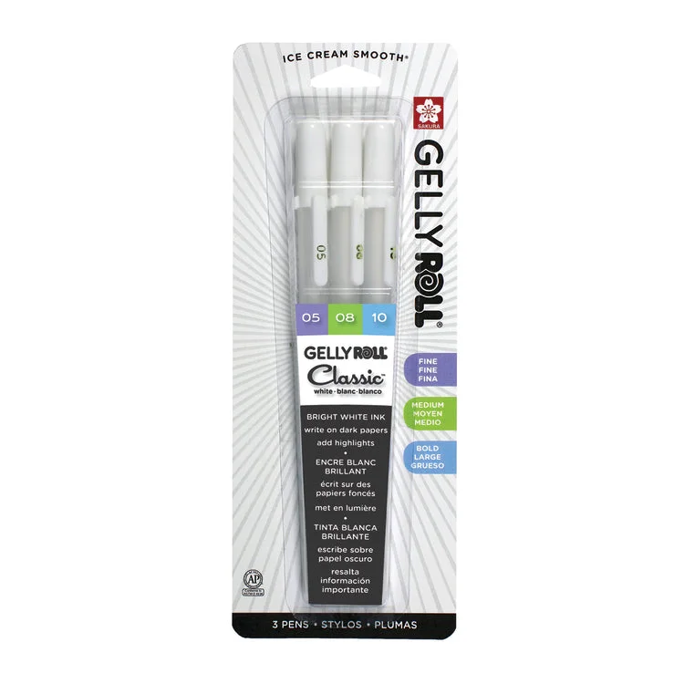 Sakura "Gelly Roll" Classic Gel Ink Pen - White - 3 Pack