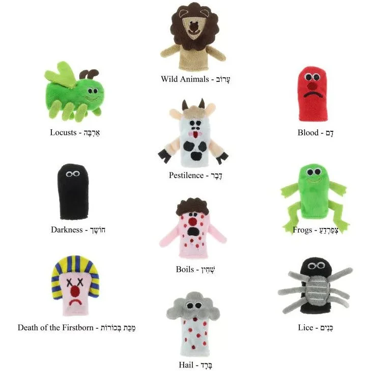 10 Plagues Plush Finger Puppets for Passover Seder Night