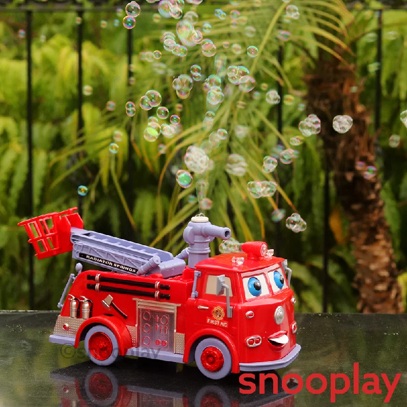 Fire Rescue Pumper Bubble Blowing Bump Toy Truck w Extending Crane