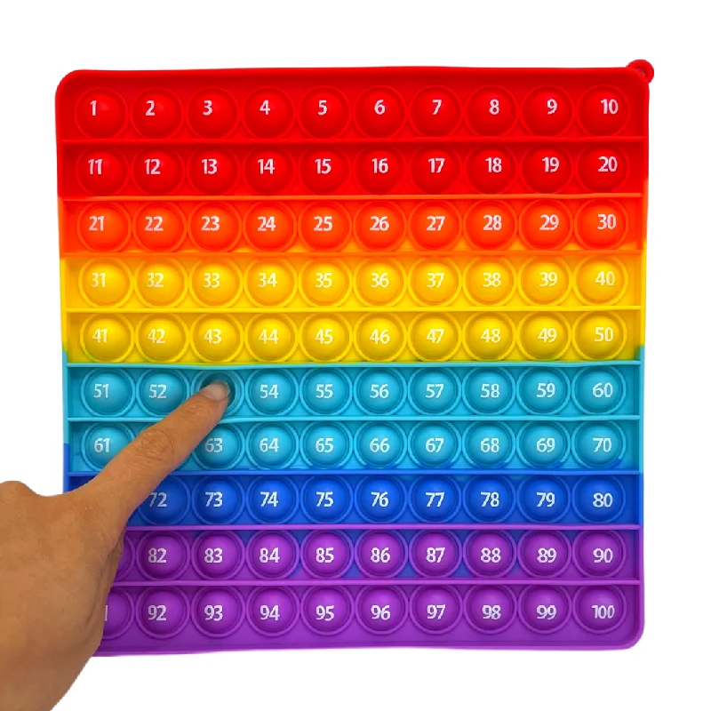 Large Square Rainbow Counting Pop It 20cm