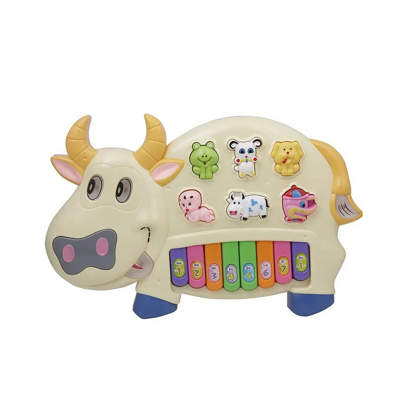 Musical Cow Toy with Flashing Light & Sound (Colour May Vary)(Pack of 1)