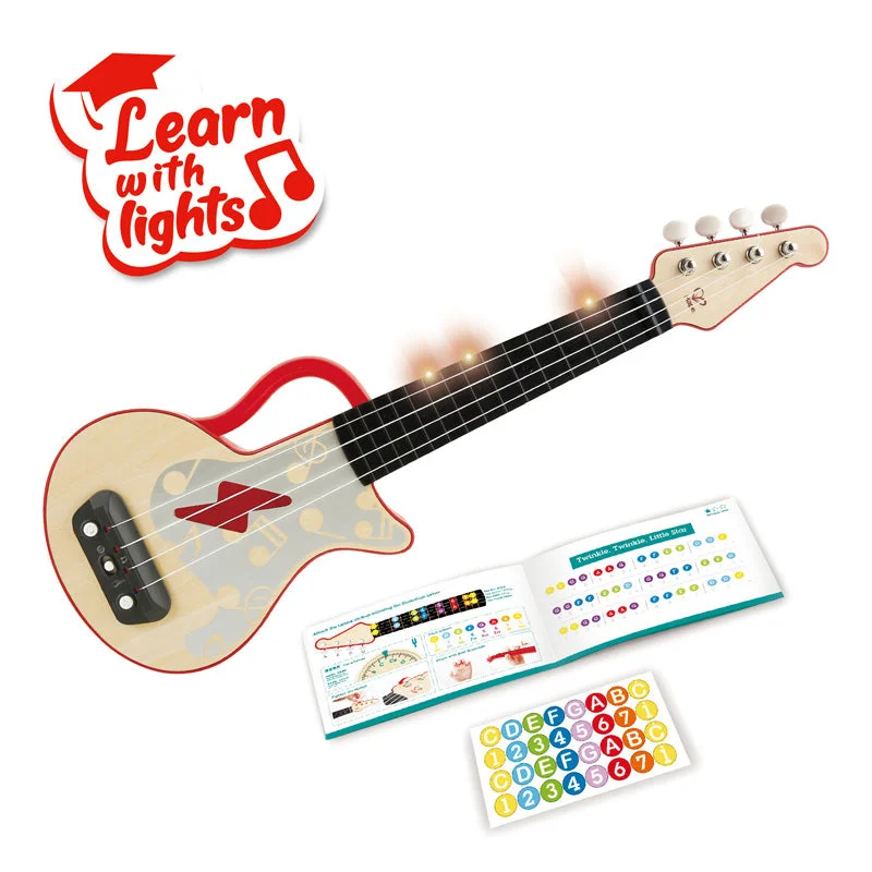 Hape Learn With Lights Ukulele - Red